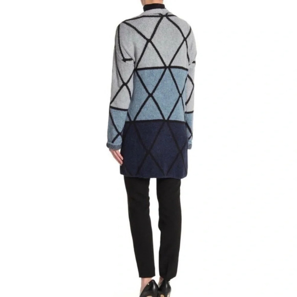 Joseph A Ombré Grid Knit Cardigan Sweater Jacket - Picture 4 of 8